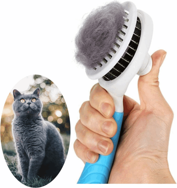 Cat Self Cleaning Slicker Brush, Pets Skin Friendly Grooming Brushes for Shedding Dogs Cats Hair Easy to Remove Loose Undercoat with Long or Short Hairs Pet Massage Tool All Hair Type - UPGRADED