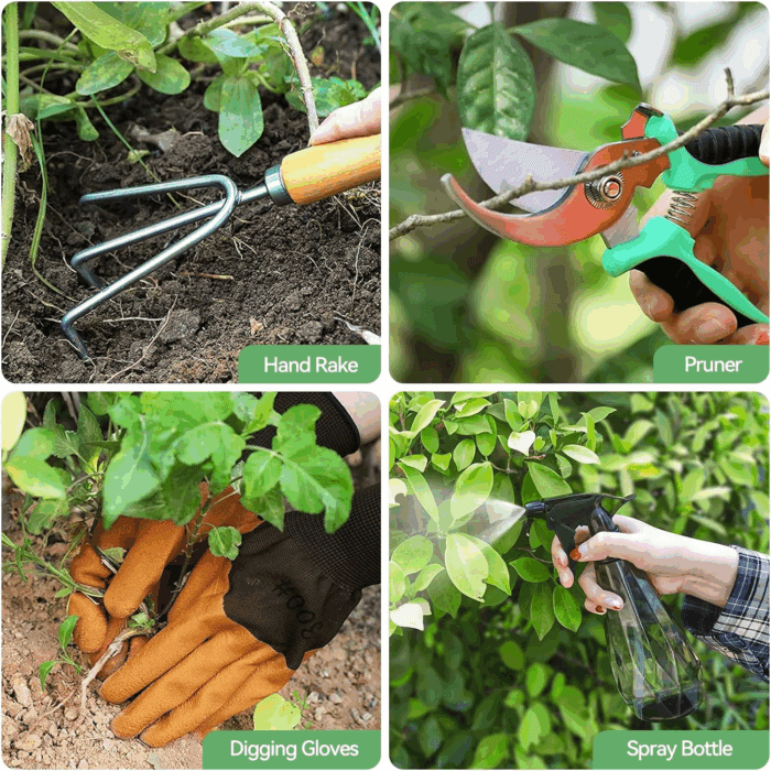 Gardening Tools 9-Piece Heavy Duty Gardening Hand Tools with Fashion and Durable Garden Tools Organizer Handbag,Rust-Proof Garden Tool Set, Ideal Gardening Gifts for Women - Image 6