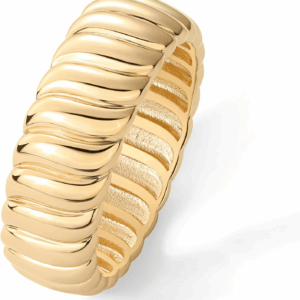 14K Gold Plated Chunky Statement Ring | Chunky Stackable Wide Band for Women