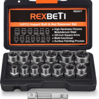 Impact Bolt & Nut Remover Set, 13+1 Pieces Bolt Extractor Tool Set with Solid Storage Case