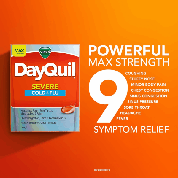 Dayquil Severe Cold, Flu & Congestion Medicine, Liquicaps, Maximum Strength Orange, 24 Count - Image 3