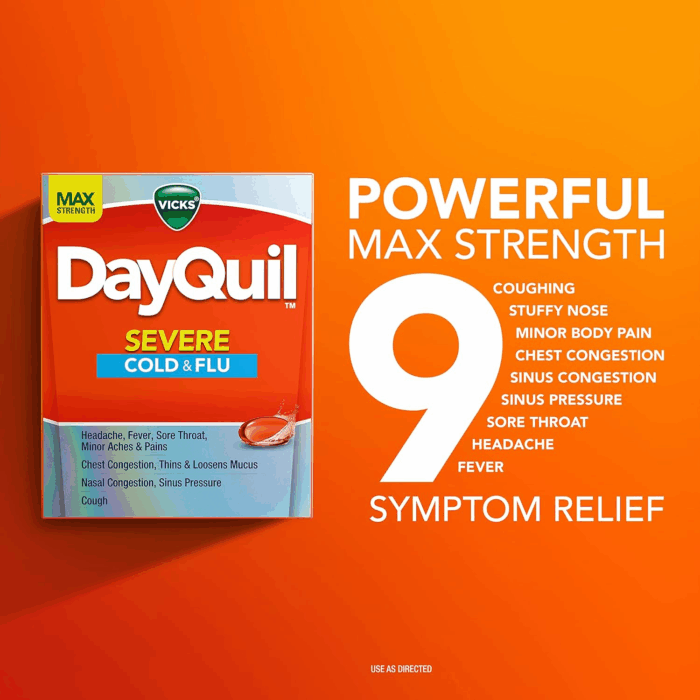 Dayquil Severe Cold, Flu & Congestion Medicine, Liquicaps, Maximum Strength Orange, 24 Count - Image 3