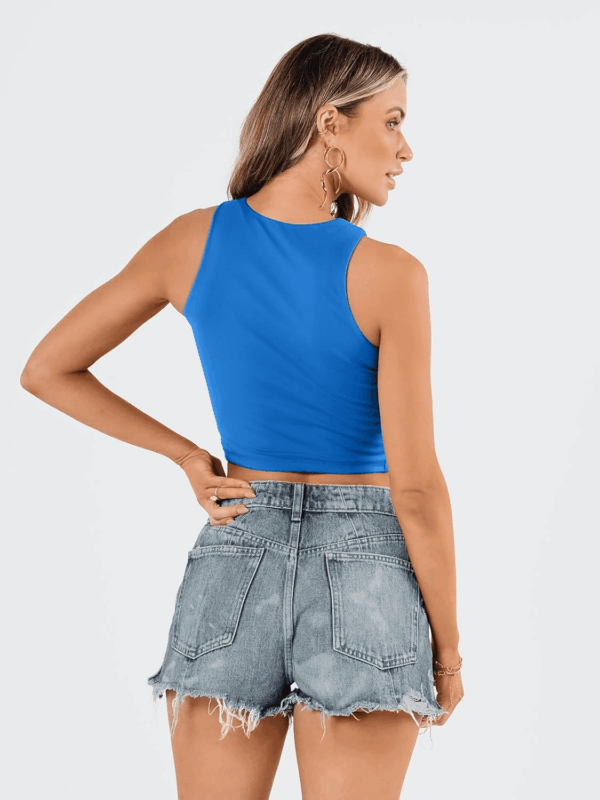Womens Sexy Sleeveless Double Lined Crop Tops Workout Cute Tight Racerback Tank Tops Summer Clothes Teen Girls 2025 - Image 4