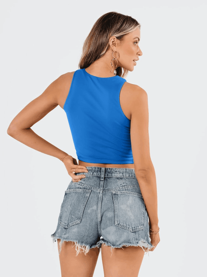 Womens Sexy Sleeveless Double Lined Crop Tops Workout Cute Tight Racerback Tank Tops Summer Clothes Teen Girls 2025 - Image 4