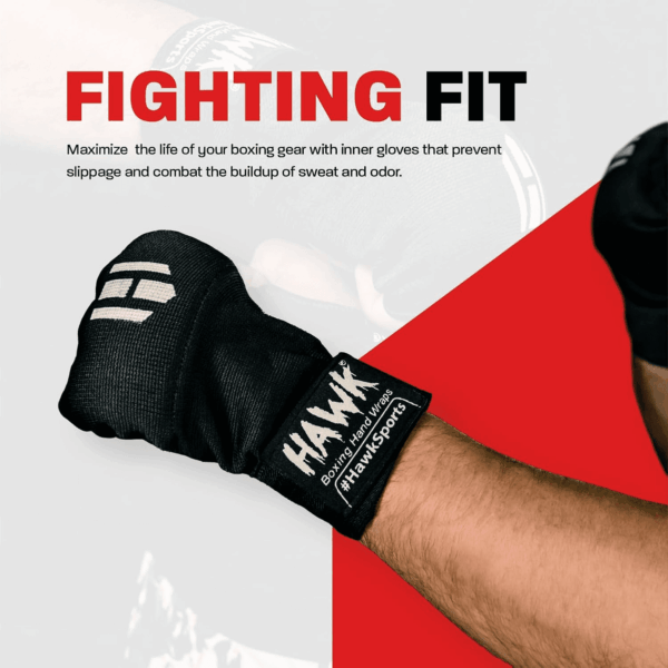 Hawk Padded Inner Gloves Training Gel Elastic Hand Wraps for Boxing Gloves Quick Wraps Men & Women Kickboxing Muay Thai MMA Bandages Fist Knuckle Wrist Wrap Protector Handwraps (Pair) - Image 7