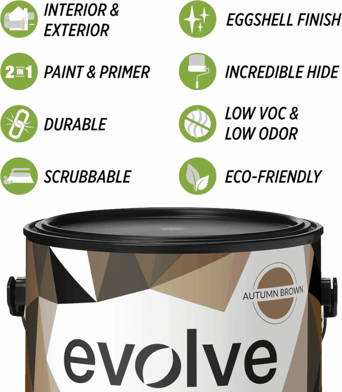 Paint & Primer: Environment-Friendly, Low Sheen with One-Coat Coverage for Interior & Exterior Surfaces (Autumn Brown, 1-Gallon) - Image 2