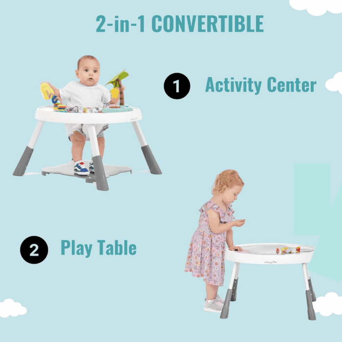 Curio Sit N Seek Baby Activity Center in Lime, 2 in 1 Activity Center and Play Table with 3 Detachable Toys and Music, 3 Level Height Adjustable Positions Activity Center for Baby - Image 3