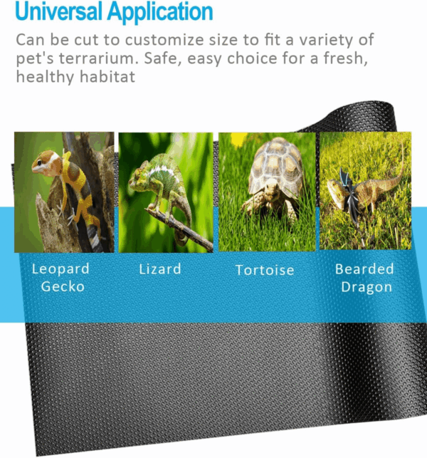 Bearded Dragon Tank Accessories, Reptile Terrarium Liner Substrate for Leopard Gecko, Snake, Lizard and Tortoise, Non-Adhesive Reptile Carpet Bedding for Reptile Tank, Black - Image 5