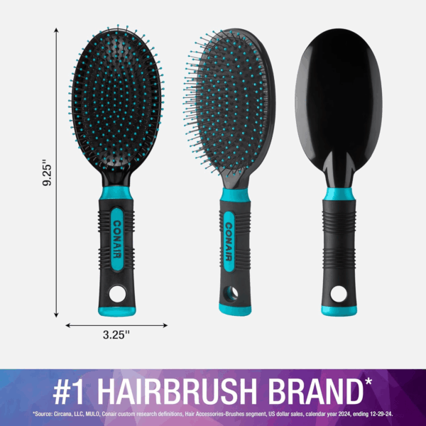 Salon Results Hairbrush for Men and Women - Detangling Hair Brush - Hairbrush for All Hair Types - Wire Bristles and Cushion Base - Image 4