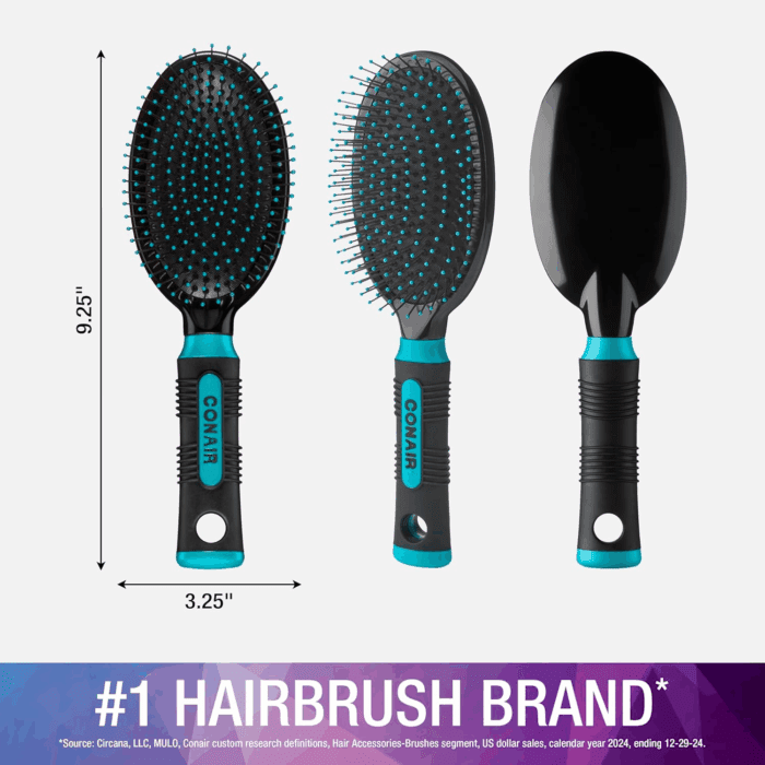 Salon Results Hairbrush for Men and Women - Detangling Hair Brush - Hairbrush for All Hair Types - Wire Bristles and Cushion Base - Image 4