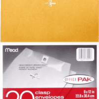 Mailing Envelopes, Clasp Closure, 9" X 12", All-Purpose 24-Lb Paper, Brown Kraft Material, 20 per Box (76020)