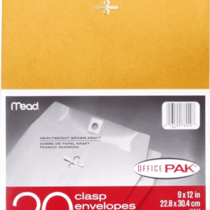 Mailing Envelopes, Clasp Closure, 9" X 12", All-Purpose 24-Lb Paper, Brown Kraft Material, 20 per Box (76020)