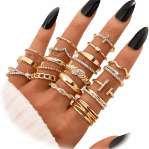 Gold Knuckle Rings Set for Women, Dainty Simple Trendy Cute Stackable Finger Rings Pack, Stacking Layering on Thumb and Knuckle, Mixed Size