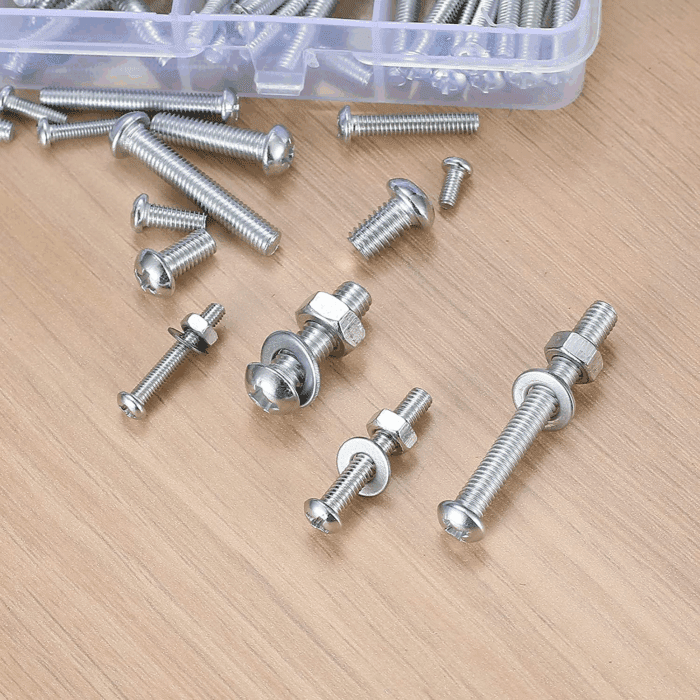 1080 Pcs Screws Bolts and Nuts Assortment Kit, Metric Machine Screws and Nuts and Flat Washers, M3/M4/M5/M6 Slotted Pan Head Hex Bolts Sets (C) - Image 6
