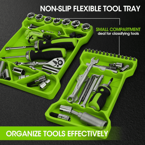 Flexible Tool Tray, Silicone Tool Holder for Mechanics Storage, Heat and Chemical Resistant Organizer for Automotive, Industry and Household(3Pack Green) - Image 3