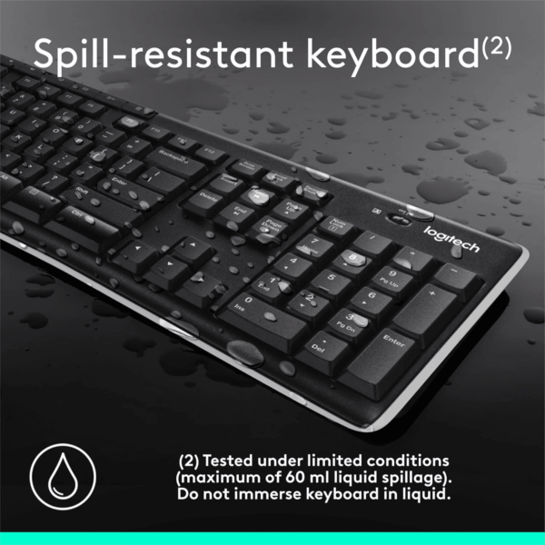 K270 Wireless Keyboard for Windows, 2.4 Ghz Wireless, Full-Size, Number Pad, 8 Multimedia Keys, 2-Year Battery Life, Compatible with PC, Laptop, Black - Image 6