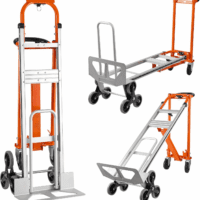 3In1 Aluminum Hand Truck 880 Lb Capacity, Stair Climbing Cart Utility Cart Converts from Hand Truck Dolly to Platform Cart 3 Positions for Transport & Moving with 10" Rubber Wheels