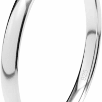 Sterling Silver 2MM High Polish Plain Dome Tarnish Resistant Comfort Fit Wedding Band Ring
