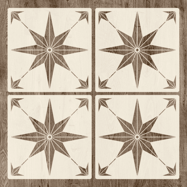 12X12 Inch Floor Stencils Tile Stencil, 4Pcs Furniture Wall Garden Floor Patio Bathroom Painting Floor Decor DIY Reusable