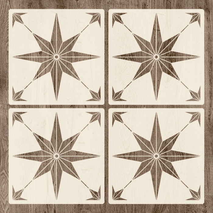 12X12 Inch Floor Stencils Tile Stencil, 4Pcs Furniture Wall Garden Floor Patio Bathroom Painting Floor Decor DIY Reusable