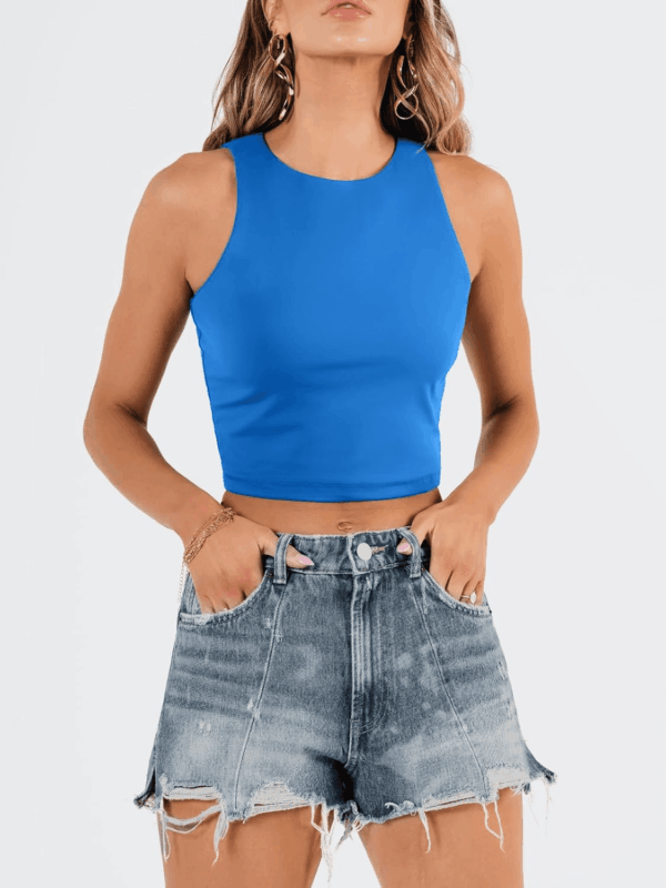 Womens Sexy Sleeveless Double Lined Crop Tops Workout Cute Tight Racerback Tank Tops Summer Clothes Teen Girls 2025 - Image 2