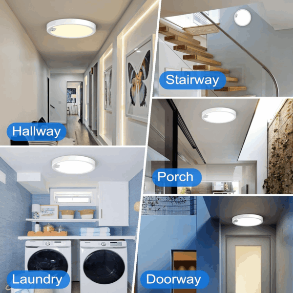 Motion Sensor Ceiling Light Wired, LED Flush Mount Ceiling Light Fixture 18W/1600LM, Motion Sensor Light Indoor for Stair Closet Porch Hallway Laundry, Time Dimmable Ceiling Lights 3000K/4000K/6000K - Image 6