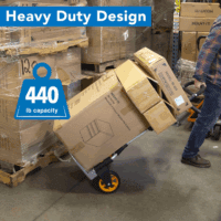 Folding Dolly, Aluminum Dolly Cart, 440 Lb Capacity Hand Cart, Dolly Cart with Wheels of Rubber, Telescoping Handle for Indoor Outdoor Travel, Foldable & Moving Dolly - Image 2