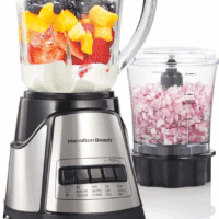 Power Elite Blender for Smoothies with 3-Cup Vegetable Chopper Mini Food Processor, 40Oz Glass Jar, 12 Functions for Puree, Ice Crush, Black and Stainless Steel (58149)