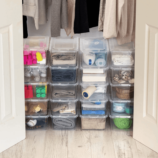 USA 6 Qt Clear Plastic Storage Bins with Lids, Bpa-Free Stackable Containers for Organizing Shoes, Closet Shelves, Classroom & Teacher Supplies, Game Storage, 20 Pack - Image 3