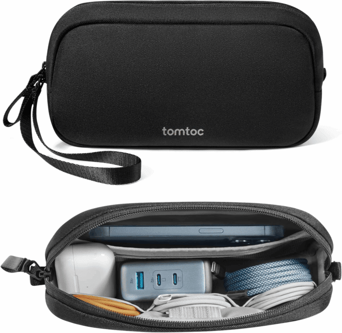 Electronics Organizer Travel Case, Water Resistant Travel Bag Cable Organizer for Essentials, Tech Pouch Accessories Carry Storage for Cord, Phone, Cables, Airpods, USB Flash Drive, Daily Items
