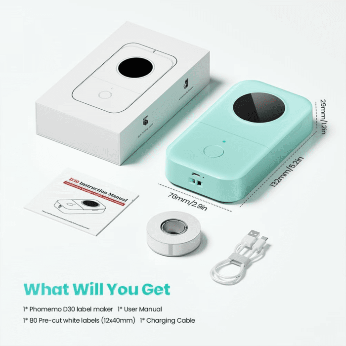 D30 Label Maker Machine, Portable Bluetooth Mini Label Printer, Smart Phone Handheld Thermal Sticker Small Labeler Multiple Templates Font Icon Inkless for Home Office - Image 9