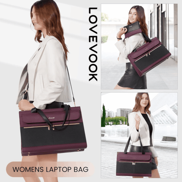 Laptop Bag for Women 15.6 Inch Tote Work Professional Leather Computer Briefcase Waterproof Handbag Shoulder Large Capacity Business Teacher Office Crossbody Purse - Image 7