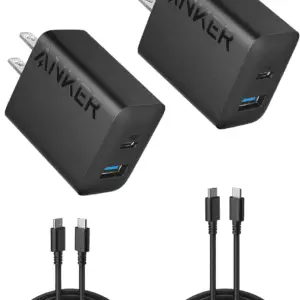 Iphone 16 Charger, 2-Pack 20W Fast USB C Charger Block, for Iphone 16/16 Pro Max/15 Series/Ipad Pro and More (Black, 2 Pack & 2 Cable)