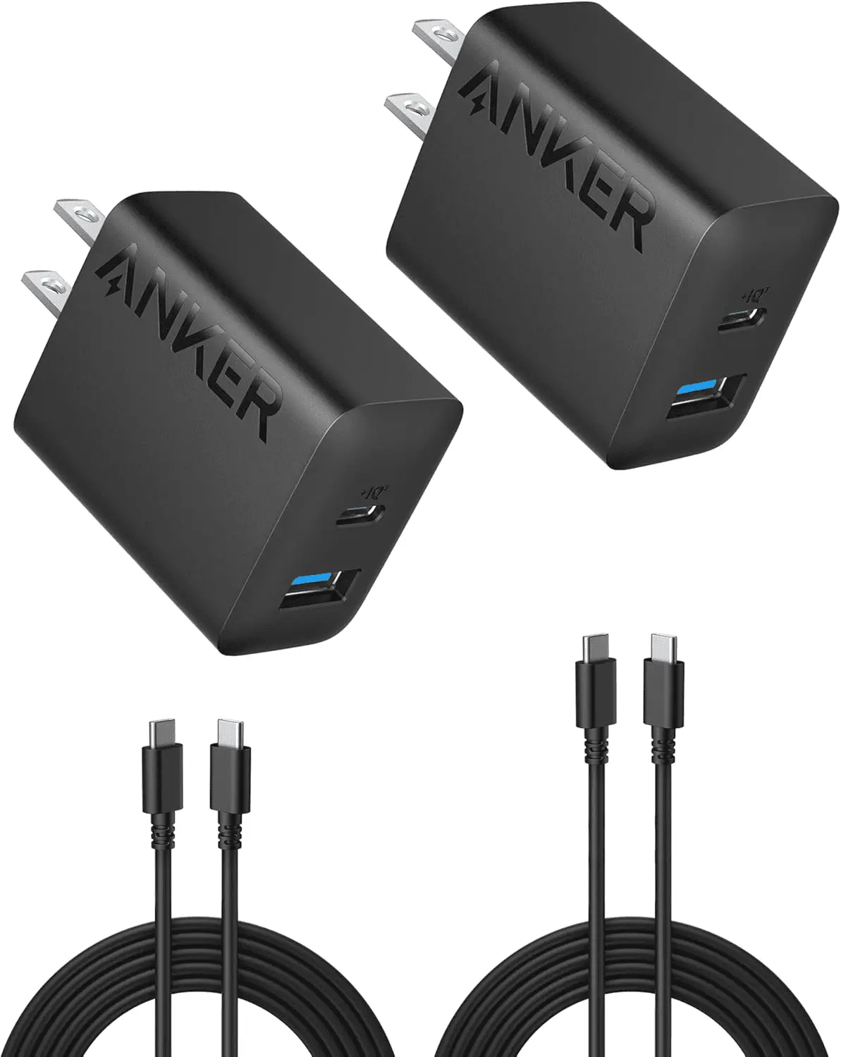Iphone 16 Charger, 2-Pack 20W Fast USB C Charger Block, for Iphone 16/16 Pro Max/15 Series/Ipad Pro and More (Black, 2 Pack & 2 Cable)