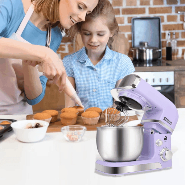 Stand Mixer,  3.2Qt Small Electric Food Mixer,6 Speeds Portable Lightweight Kitchen Mixer for Daily Use with Egg Whisk,Dough Hook,Flat Beater (Purple) - Image 6