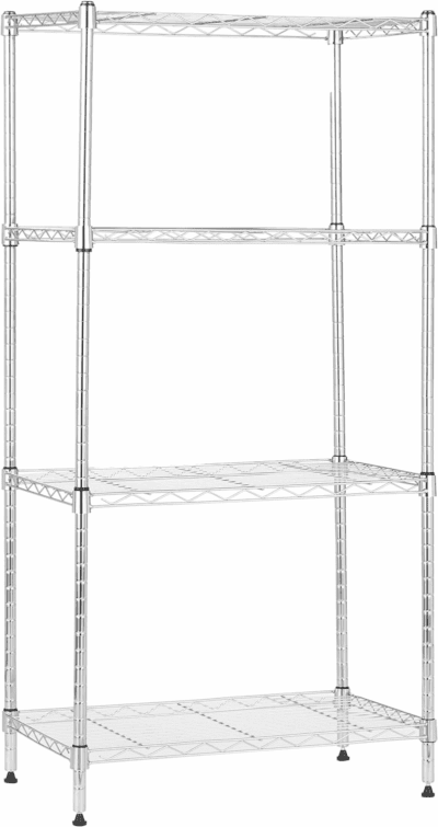 4-Shelf Adjustable, Storage Shelving Unit, (200 Pound Loading Capacity per Shelf), Steel Organizer Wire Rack, 13.4"D X 23.2"W X 48"H, Chrome