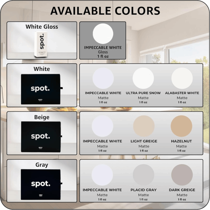 Touch Up-Paint, Matte Finish, for Cabinets, Walls, Windows, Doors, and Furniture, 3 Color Kit Matches 90% of Surfaces, Beige + White 3 Pack - Image 6