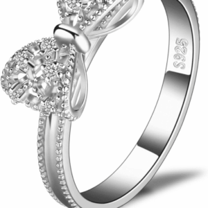 14K White Yellow Rose Gold Plated 925 Sterling Silver Rings for Women, Cubic Zirconia Promise Rings for Her, Stackable Wedding Bands Rings for Women Infinity Forever Love Knot Ring