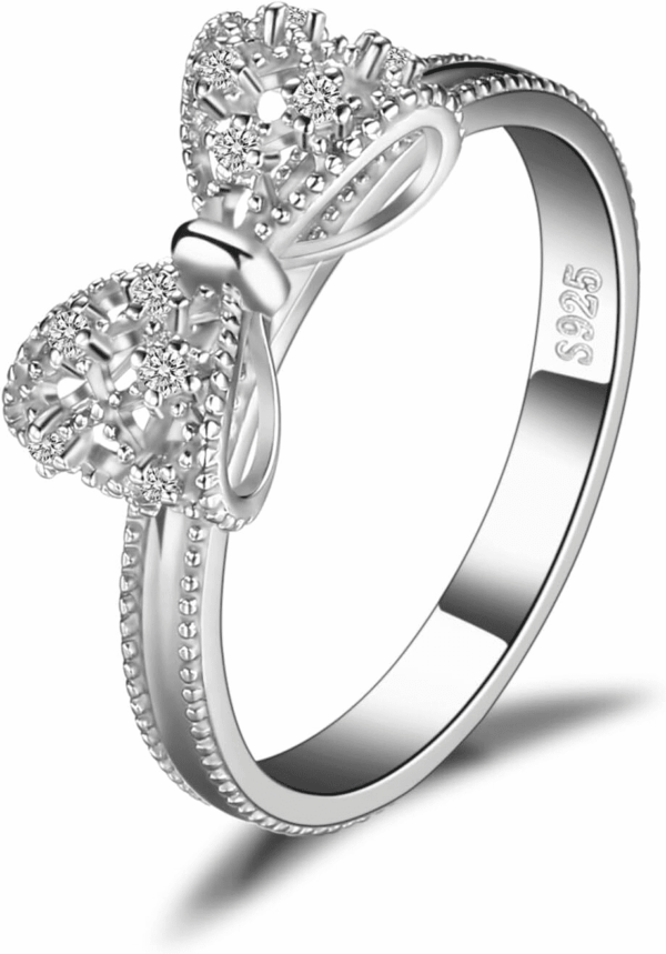 14K White Yellow Rose Gold Plated 925 Sterling Silver Rings for Women, Cubic Zirconia Promise Rings for Her, Stackable Wedding Bands Rings for Women Infinity Forever Love Knot Ring
