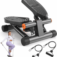 Steppers for Exercise, Mini Stair Stepper with Resistance Bands at Home Workout Equipment with 300LBS Loading Capacity, Hydraulic Fitness Stepper with LCD Monitor