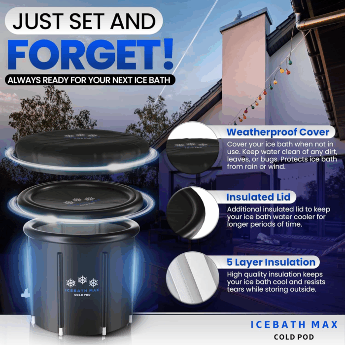 Cold Plunge Tub for Athletes - Complete Starter Bundle: Portable Ice Bath, 2 Reusable Ice Blocks, Thermometer, Ice Tub for Outdoor Cold Water Therapy - Indoor & Outdoor Inflatable Ice Bath - Image 5