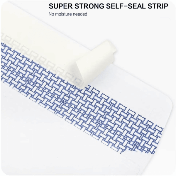 #10 Security Self-Seal Envelopes, No.10 Windowless Bussiness Envelopes, Security Tinted with Printer Friendly Design - Size 4-1/8 X 9-1/2 Inch - White - 24 LB - 500 Pack - Image 5
