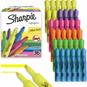 Tank Highlighters, Fluorescent and Pastel Highlighters, Chisel Tip Highlighter Markers Set, Teacher and Office Supplies, School Supplies, Assorted Color, Value Pack, 36 Count