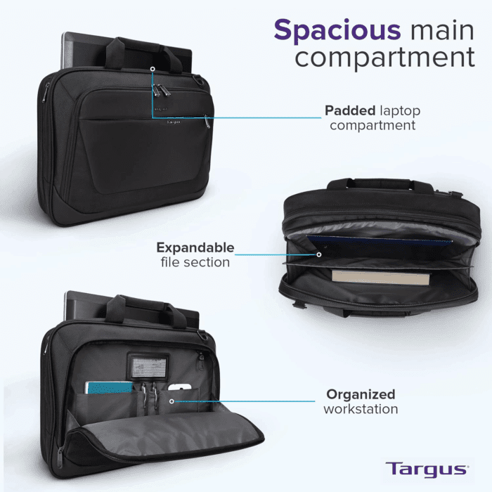 Citylite Laptop Briefcase Shoulder Messenger Bag for 15.6-Inch Laptop, Black (TBT053US) - Image 6
