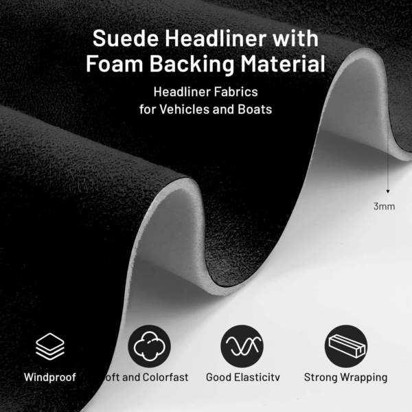 Suede Auto Headliner Fabric 120" L × 60" W with Foam Backing - Black Interior Replacement Material for Car/Truck/Suv/Rv Roof, Tube Packaging - Home Repair/Diy Headliner Material - Image 4
