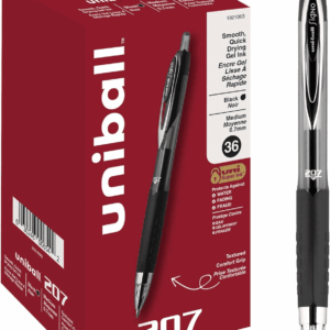 Black Retractable Gel Pens 36 Pack with Medium Points,  207 Signo Click Pens Are Fraud Proof and the Best Office Pens, Nursing Pens, Business Pens, School Pens, and Bible Pens