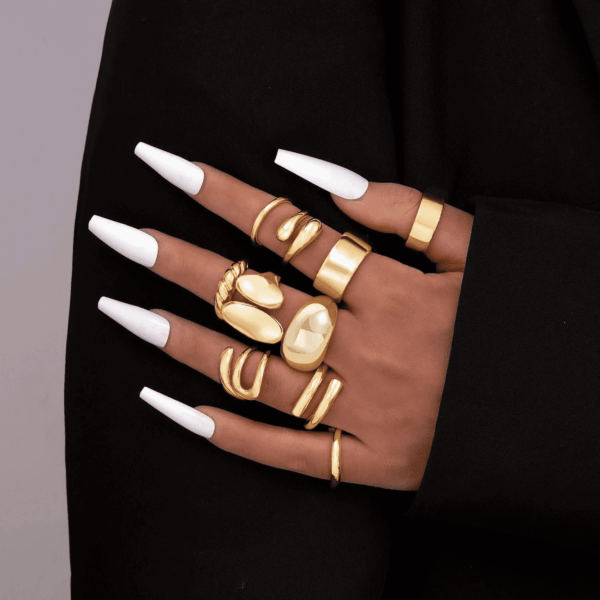 10 PCS Gold Rings Set for Women Non Tarnish, 18K Gold Plated Chunky Stackable Rings, Statement Stacking Womens Ring Pack - Image 9