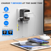Universal Travel Adapter, PD 35W 7 in 1 International Power Plug Adapter with 7.0A 4 USB-C and 2 USB-A Fast Wall Charger, Worldwide AC Outlet for US Europe UK AUS (Black+Silver) - Image 2