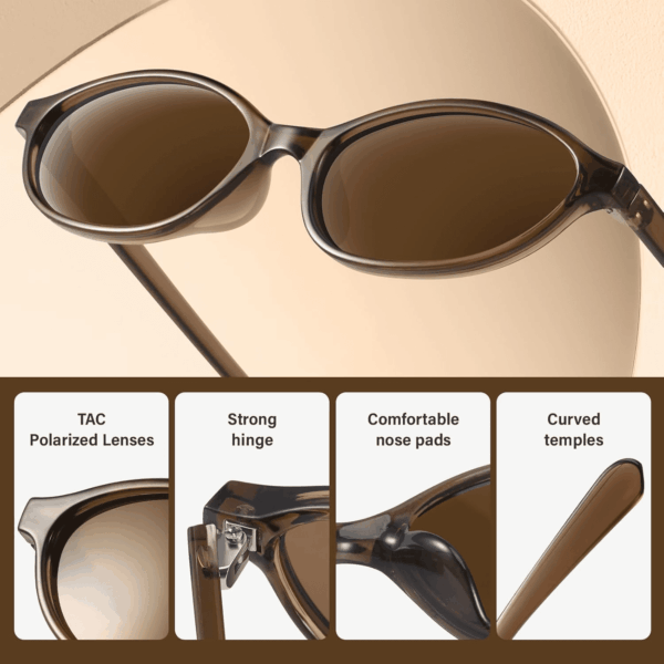 Retro Oval Sunglasses for Women 90S Design Small Cat Eye Sun Glasses UV Protection Y2K Trendy Narrow Shades - Image 5