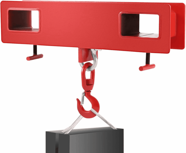 Forklift Lifting Hook, 4400Lbs Capacity Forklift Lifting Hoist, Red Forklift Mobile Crane with Swivel Hook and Two Large T-Screws, Hook Forklift Lifting Hoist, Fork Lifting Attachment